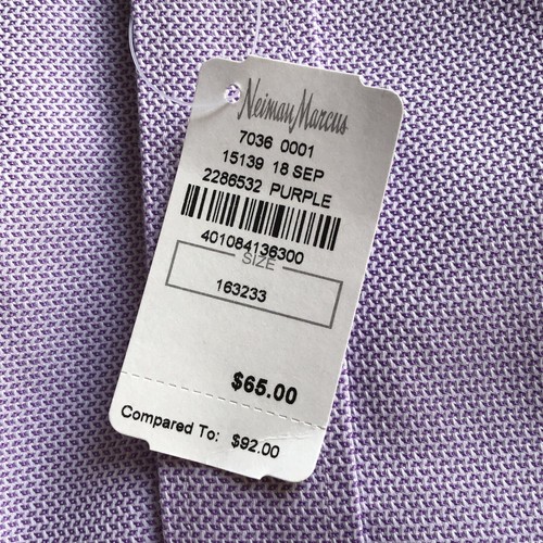 Neiman Marcus Wrinkle Free 2-Ply 100% Cotton Men’s Dress Shirt 16 LS 32/33 NWT - Picture 7 of 7