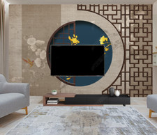 3D Chinese Style Wood Grain Window Self-adhesive Removeable Wallpaper Wall Mural