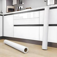 10M Gloss White Vinyl Film Wrap Back Sticky Kitchen Cupboard Door Sticker 60cm