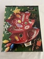 CHRISTMAS TREE Chip And Dip Dish NEW IN BOX Clay Art Stonelite