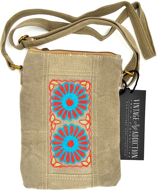 9" NEW! Vintage Addiction CROSSBODY Handbag PURSE Canvas Tent RETRO