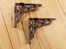 2 Antique Style Brace Wall Bracket Cast Iron Brackets SMALL 3 1/2" X 4 1/8"