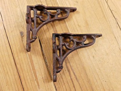 2 Antique Style Brace Wall Bracket Cast Iron Brackets SMALL 3 1/2'' X 4 1/8''