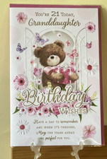 Large Birthday Card You're 21 Today Granddaughter - 8 Page Insert Gold Foil