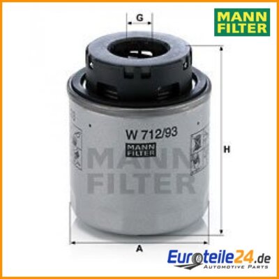 Oil filter Mann filter W712/93 for VW Touran Golf plus EOS