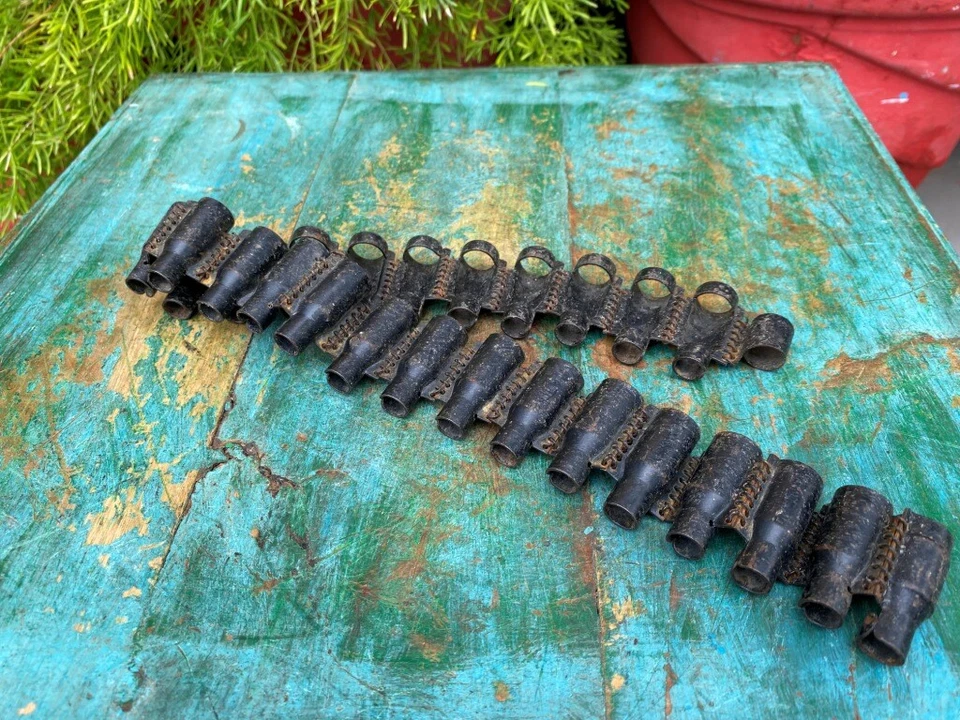 Vintage Iron Hand Forged Military Soldier Used Bullet Belt Empty Collection - Image 2 of 4