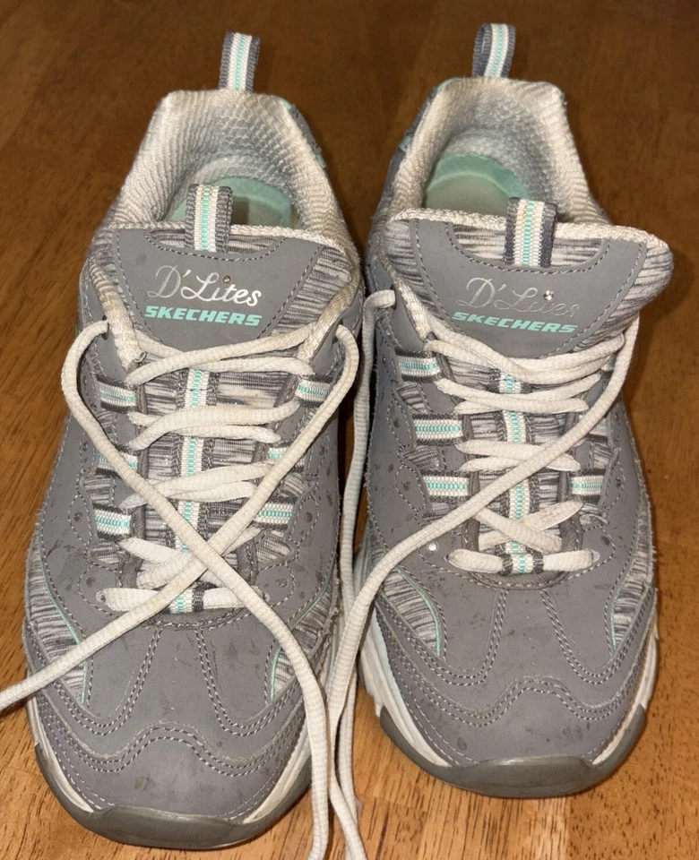 Mujer Skechers D'Lites "Interlude" EE. UU. 8 Zapatillas Deportivas Confort Gris Como Nuevas Foto 4 de 4