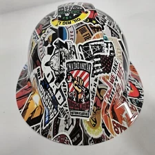 full brim hard hat custom hydro dipped IN OIL FIELD EXTREME STICKER BOMB WOW NEW