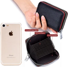 Mens Womens Wallet Credit Card Holder Leather RFID Blocking Zipper Pocket Purse