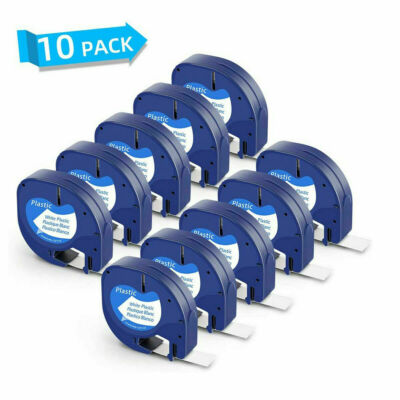 91221 Schriftband für Dymo Letra Tag Band LT-100T 100H 2000 XM XR Weiß 12mm 1/2''