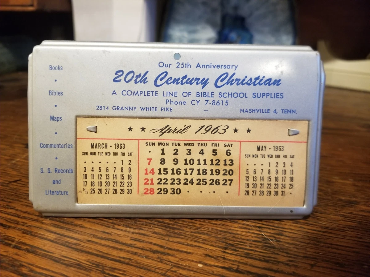 Vintage Nashville TN Advertising Calendar 20th Century Christian 1963 | eBay
