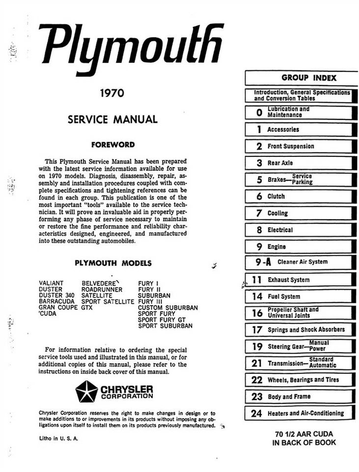 1970 Plymouth Shop Service Repair Manual Engine Drivetrain Electrical Body OEM - Image 4 of 4