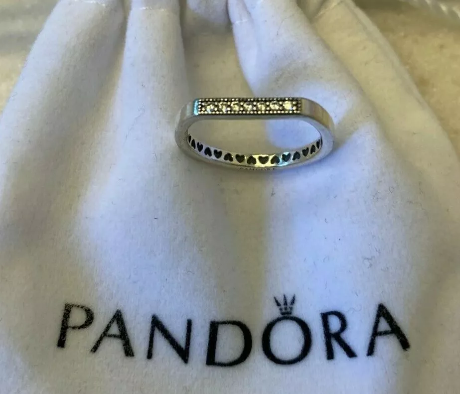 NEW Authentic PANDORA 925 Ale Sparkling Bar Stacking Ring