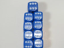 NEW Dice Set of 8 D6 -14 mm +  1 D6 16mm Opaque Blue - 9 Dice in total.
