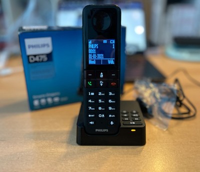 Philips D4751B/01, DECT Telefon mit Anrufbeantworter, schwarz   klarer Klang