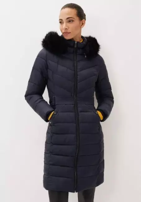 Phase Eight Synthia High Shine Puffer Coat Womens Navy Size UK 10