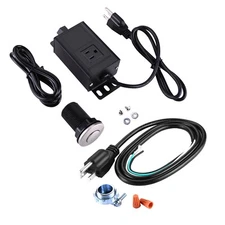 Garbage Disposal Air Switch Kit with Power Cord Kit Sink Top Waste Disposer