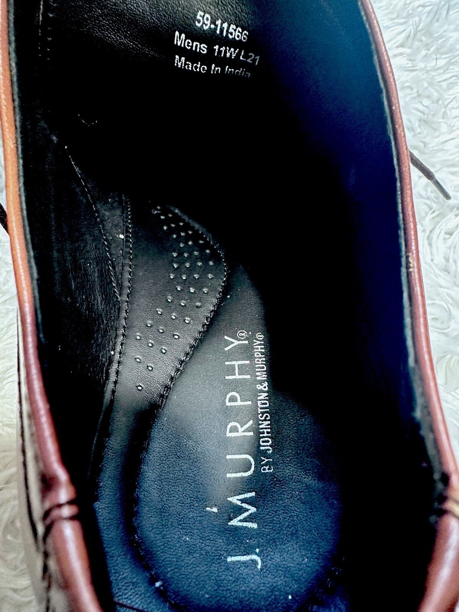 Men Johnson and Murphy Oxford Dress shoes Size 11 W. Brown 