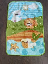 Fisher Price Precious Planet Toddler Plush Blanket Polar Bear Pelican Lion EUC