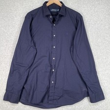 Polo Ralph Lauren Shirt XL Blue Lightweight Long Sleeve Preppy Pony Button Up