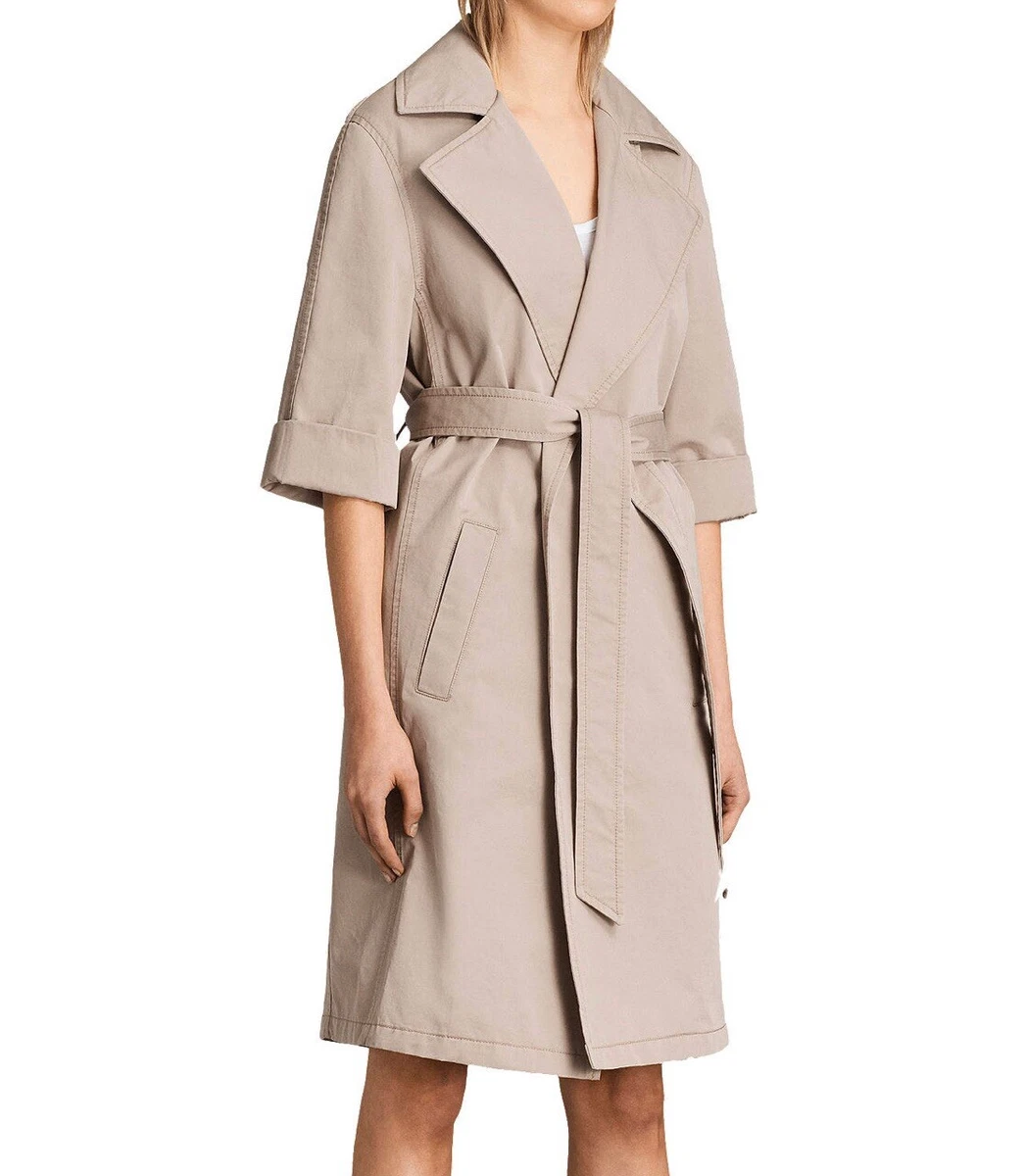 All Saints Luna Stitch Twill Mac Trench Coat Jacket Size XS