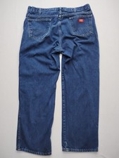 Dickies Size 38x30 Men  s Blue Workwear Straight Leg Fit Denim Casual Jeans