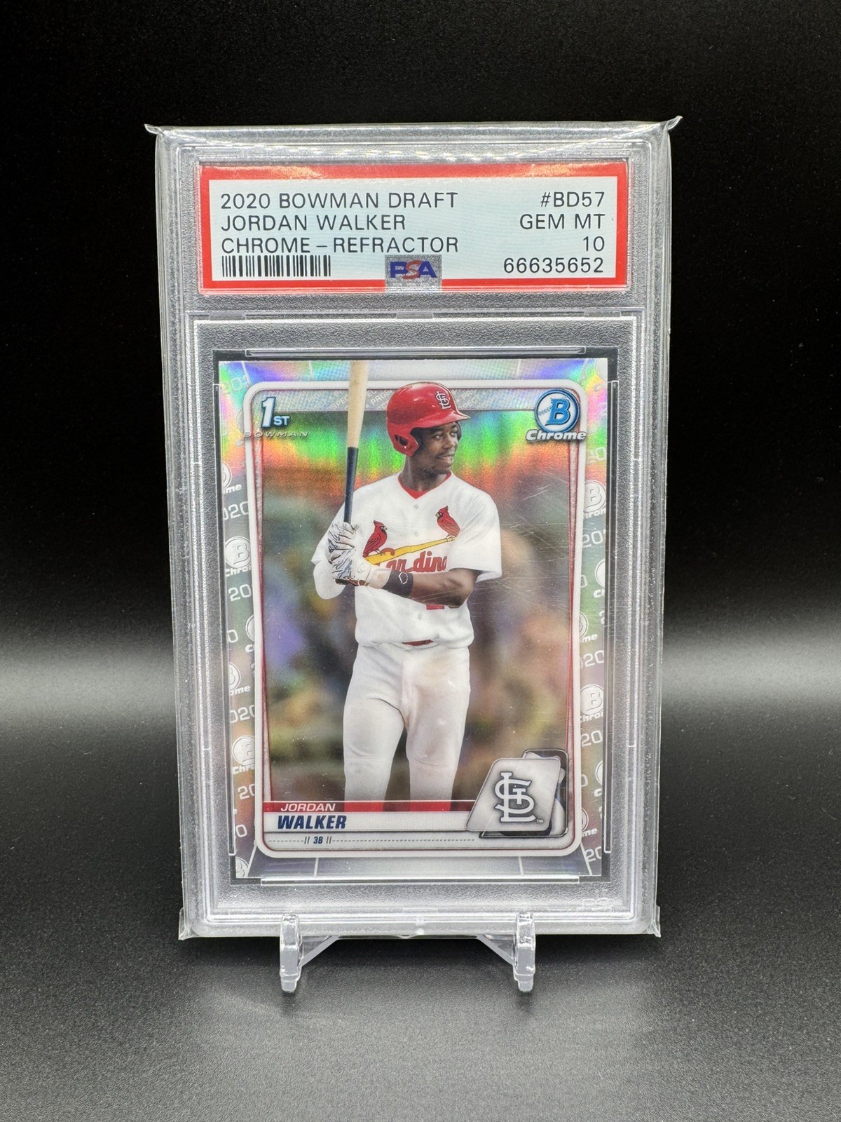 2020 Jordan Walker 1st Bowman Draft Chrome Refractor #BD57 PSA 10 GEM MT