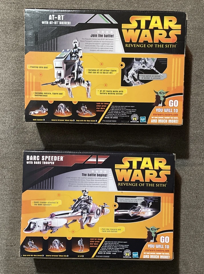 Star Wars ROTS AT-RT com figuras e Speeder BARC com figuras Ambos Novo Na Caixa (2005) - Imagem 2 de 4
