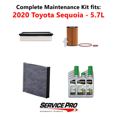 2020 Toyota Sequoia 5.7L Complete Oil, Air & Cabin Filter Kit (0W-20)