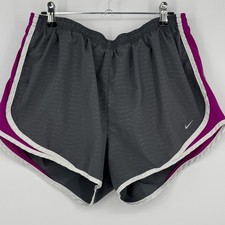 Nike FitDry Tempo Shorts Girls Large Gray Purple Running Colorblock Athletic