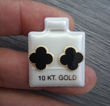 Pendientes Aretes Broquel de Oro Flor 10K Mexicano 10k Estilo Flor Negro.