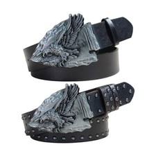 Adjustable Pu Leather Waistband With Metal Studs For Casual Office Wear Unisex