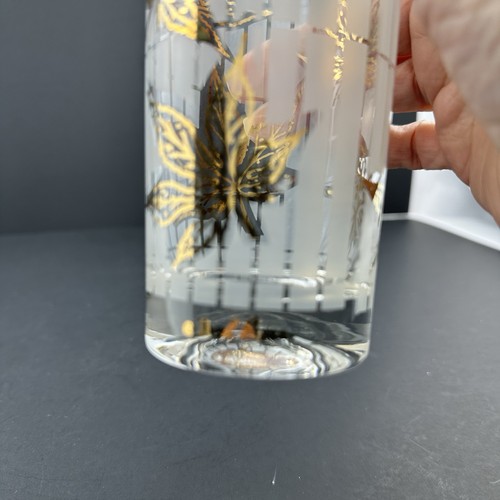 Fred Press FOGLIE D'ACERO ORO Bicchieri Highball Smerigliati (2) Vintage MCM - Foto 9 di 16