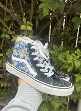 Vans Black Floral Hi-Top Lace Up Shoe Sneaker Off The Wall Skateboard Youth SZ 3