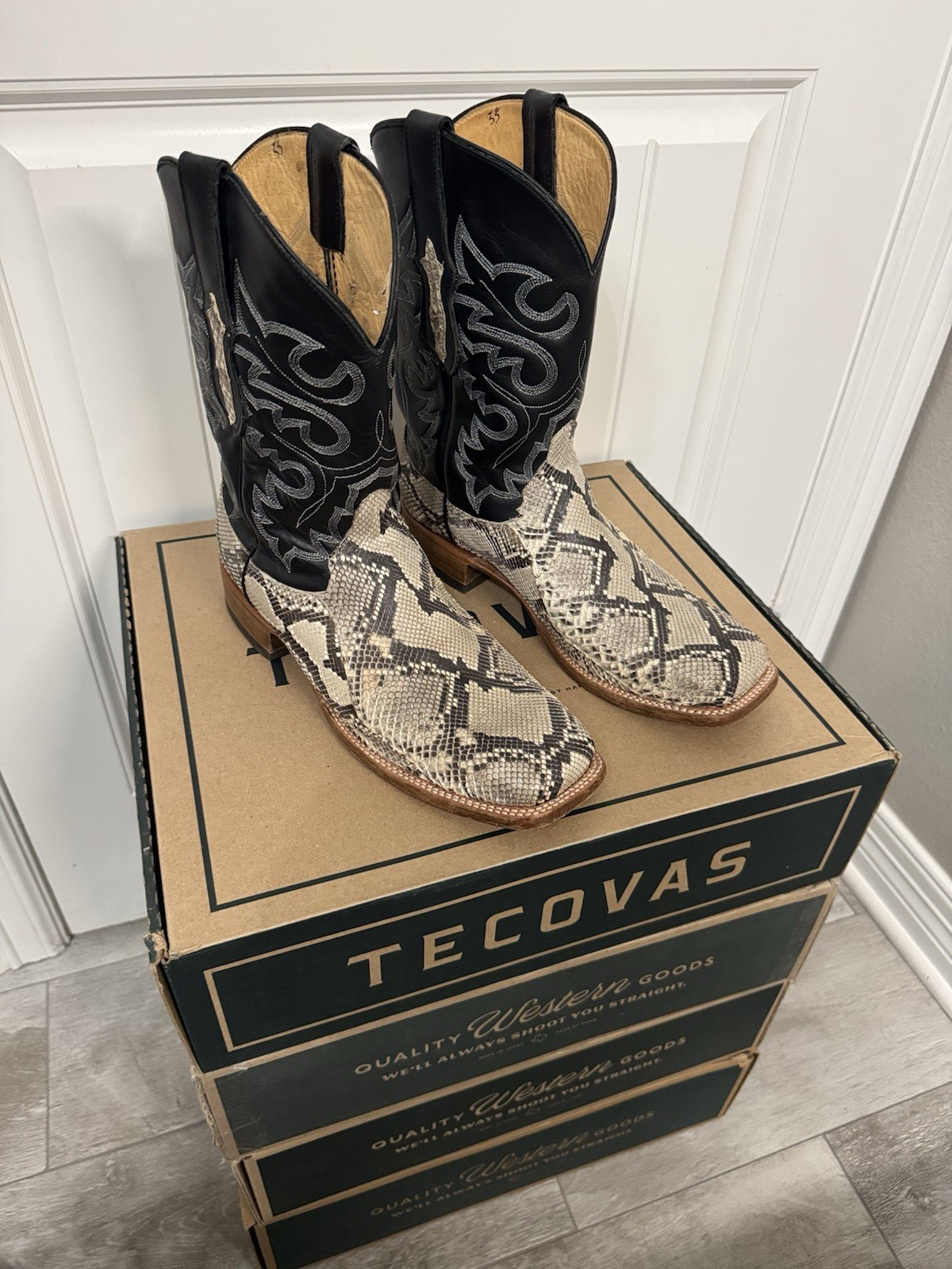 Cowtown Men’s Python Broad Square Toe Exotic Cowb… - image 1