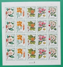 One (1) Sheet of 20 of FLOWERING TREES 32¢ US Postage Stamps. USA Sc # 3193-3197