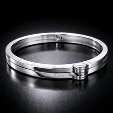 MEN'S BRACELET WRISTBAND HANDCUFF STAINLESS STEEL MEN'S JEWELLERY  IN SILVER
