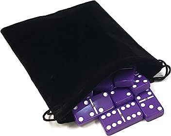 Domino Double 6 Purple Tiles with Spinners, Jumbo Tournament Size in Black El...