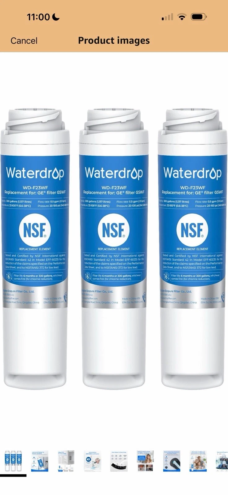 Waterdrop GSWF Refrigerator Water Filter, Replacement for GE Smart Kenmore 3Pack
Opens in a new wind