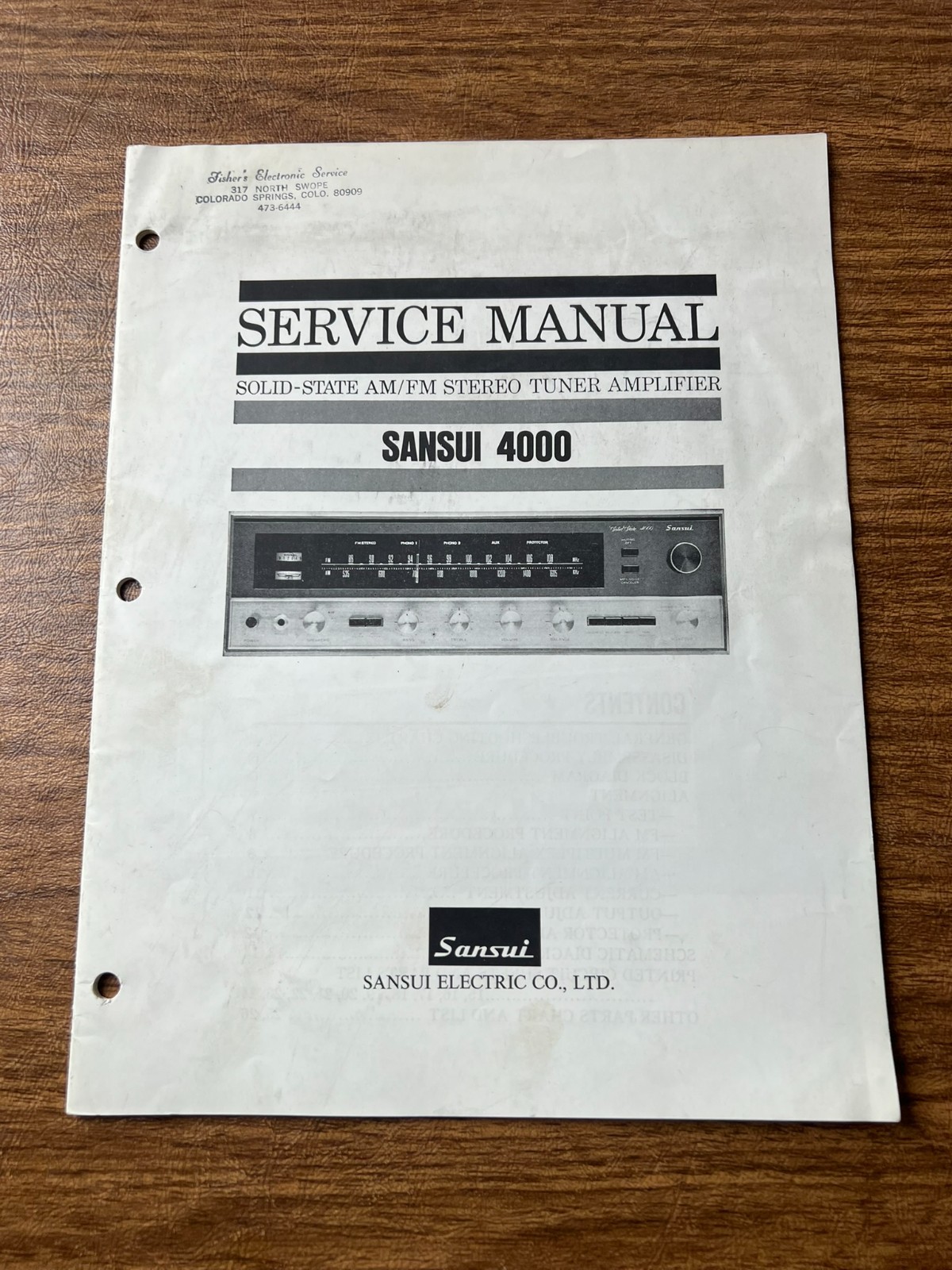 Original SANSUI 4000 Stereo Tuner Amplifier Service Manual / Schematic