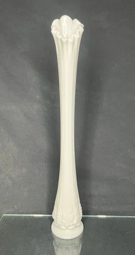 20” Tall! Vintage Westmoreland Swung Milk Glass Paneled Glass Pedestal Vase