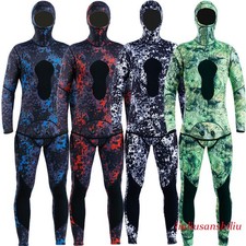 Men 3mm Neoprene Hooded Diving Suit Set Swim Scuba Snorkeling Fishing Wetsuits