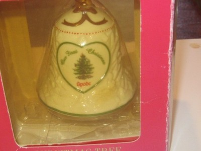 Ornament Spode Christmas Tree Bell Our First Christmas 2008 Porcelain MIB