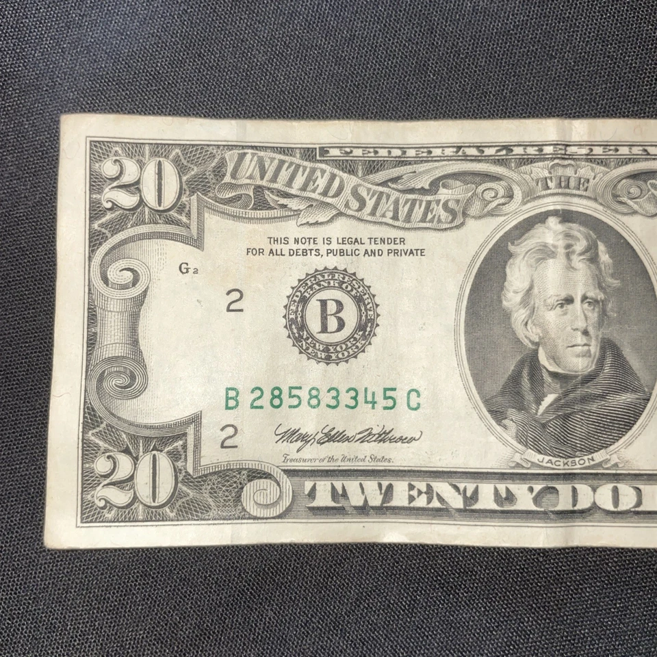 1995 Series $20 Dollar Bill Bank note Old Type US Federal Reserve Small Head NY - Image 3 of 4