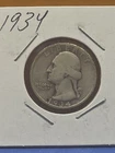 1934 SILVER COIN WASHINGTON QUARTER HARD TO FIND .25 SILVER COIN