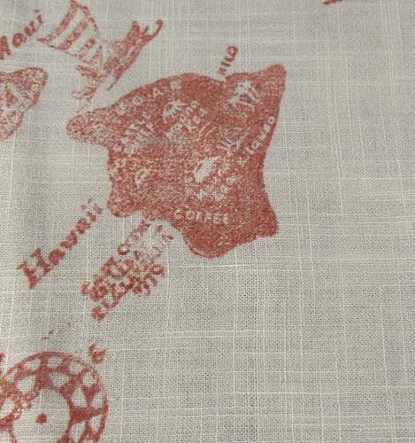 Vintage Hawaiian Map Tablecloth Collectible Aloha Flowers Hibiscus 40 x 37 inch - Picture 8 of 23