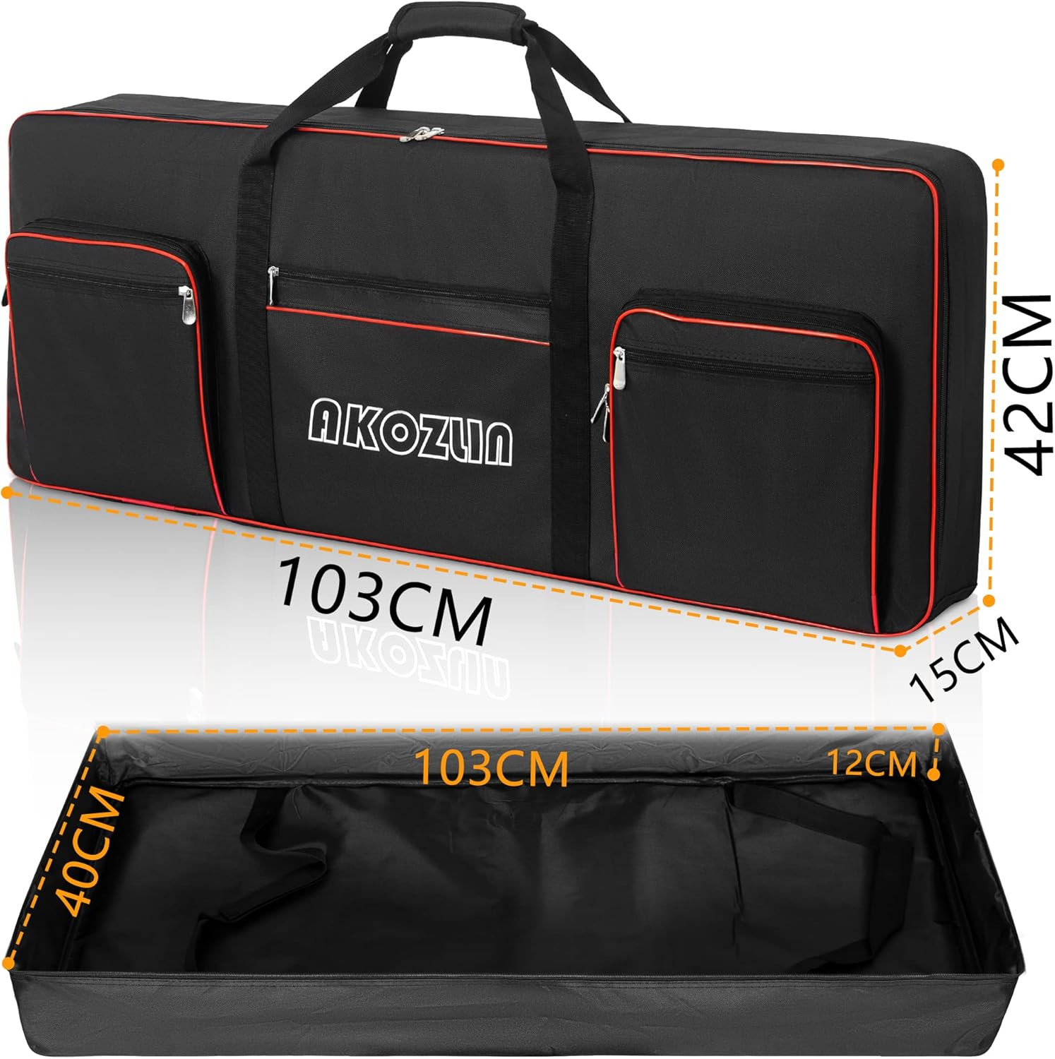 funda acolchada para teclado electrico 61 teclas pianoforte bolso con correa 40x15x5 foto 3