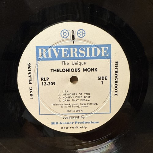 THELONIOUS MONK ~ The Unique ~ Riverside 12-209 ~ Mono DG White Label ~ Jazz LP - Foto 6 di 7