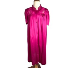 Lorraine Nightgown Size L 80's VTG Raspberry Lace English Garden Soft Feminine