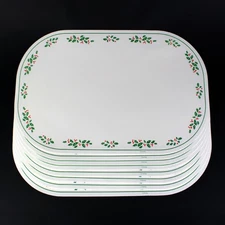 Corelle Winter Holly Placemats 8pc Set, Vintage Corning Ware, Reversible Vinyl